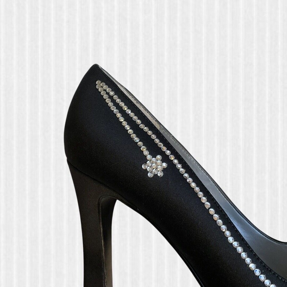 NINA Shoes Women's Size 7 Black High Heel Rayna LS Formal Lustre Satin Jeweled - Picture 4 of 11